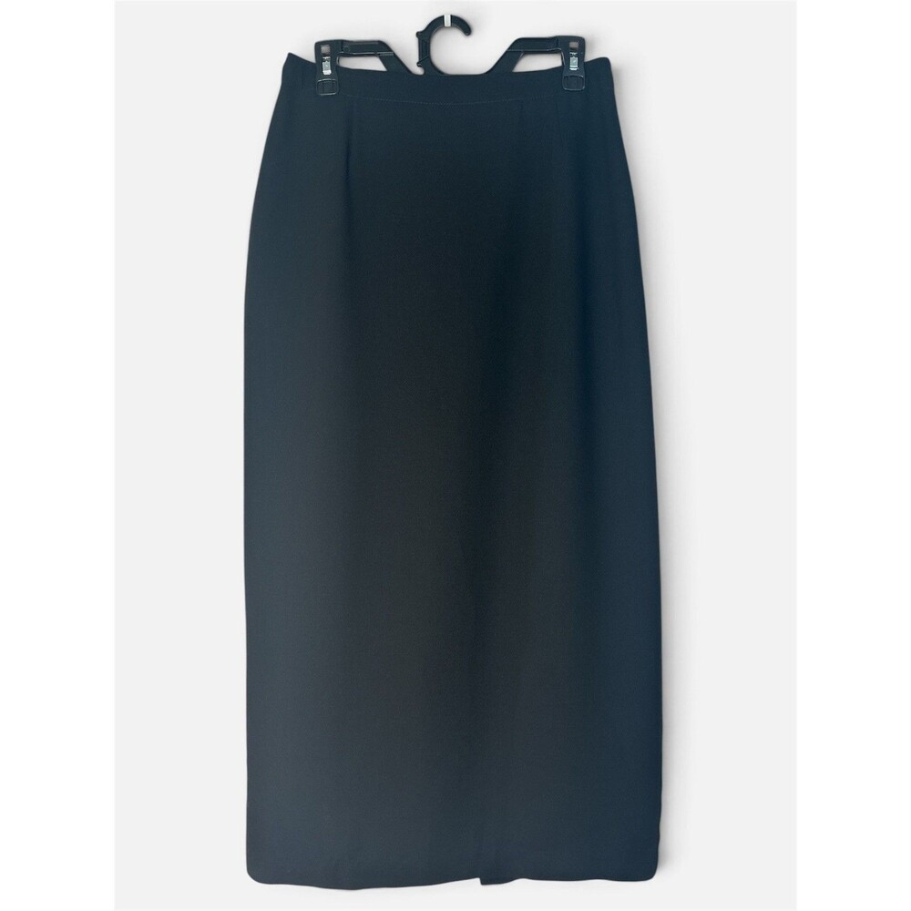 Michele Black Maxi Skirt 1990s Vintage Fitted Long Pencil, Size 10